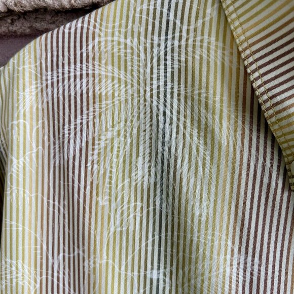 Tommy Bahama Gold 100% Silk Stripe Palm Tree Motif Long Sleeve Shirt Size L - Picture 10 of 13